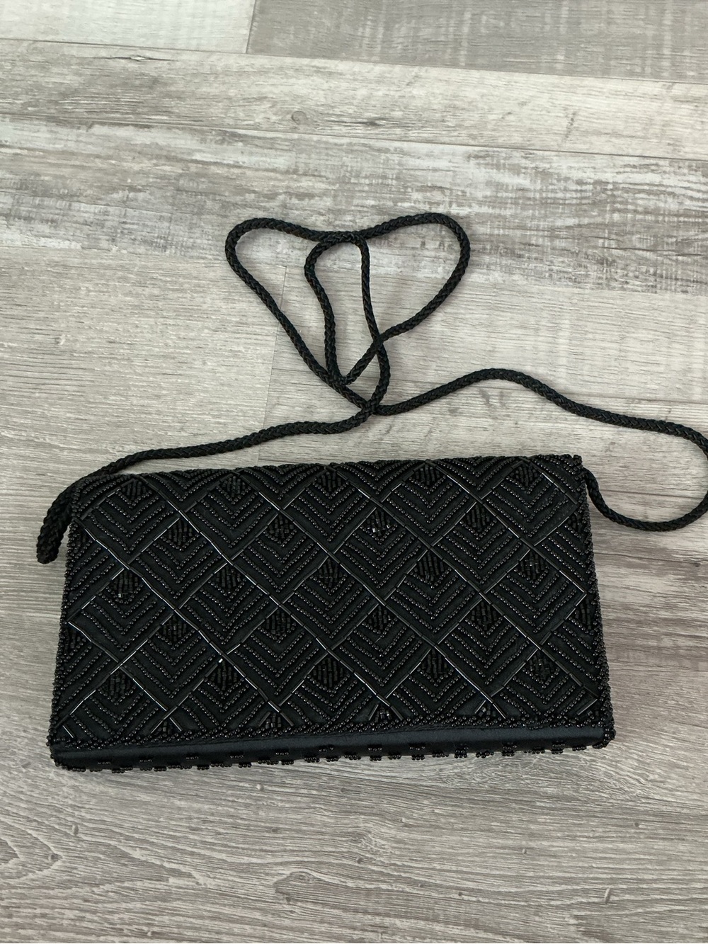 vintage André Cellini black beaded evening clutch
